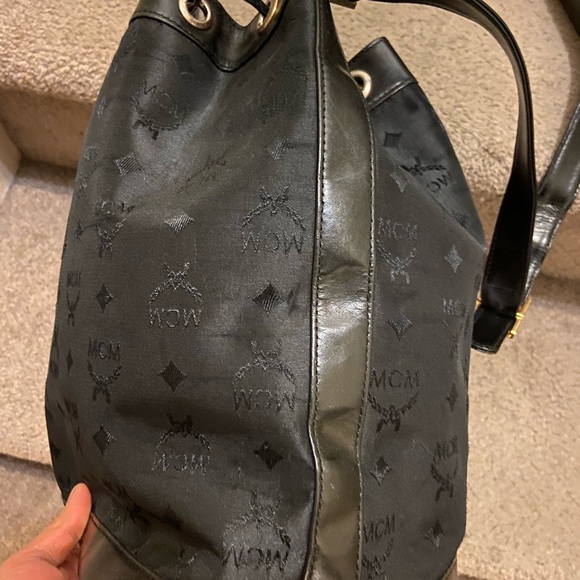 MCM Nylon Monogram Drawstring Bucket Bag - Picture 11 of 12